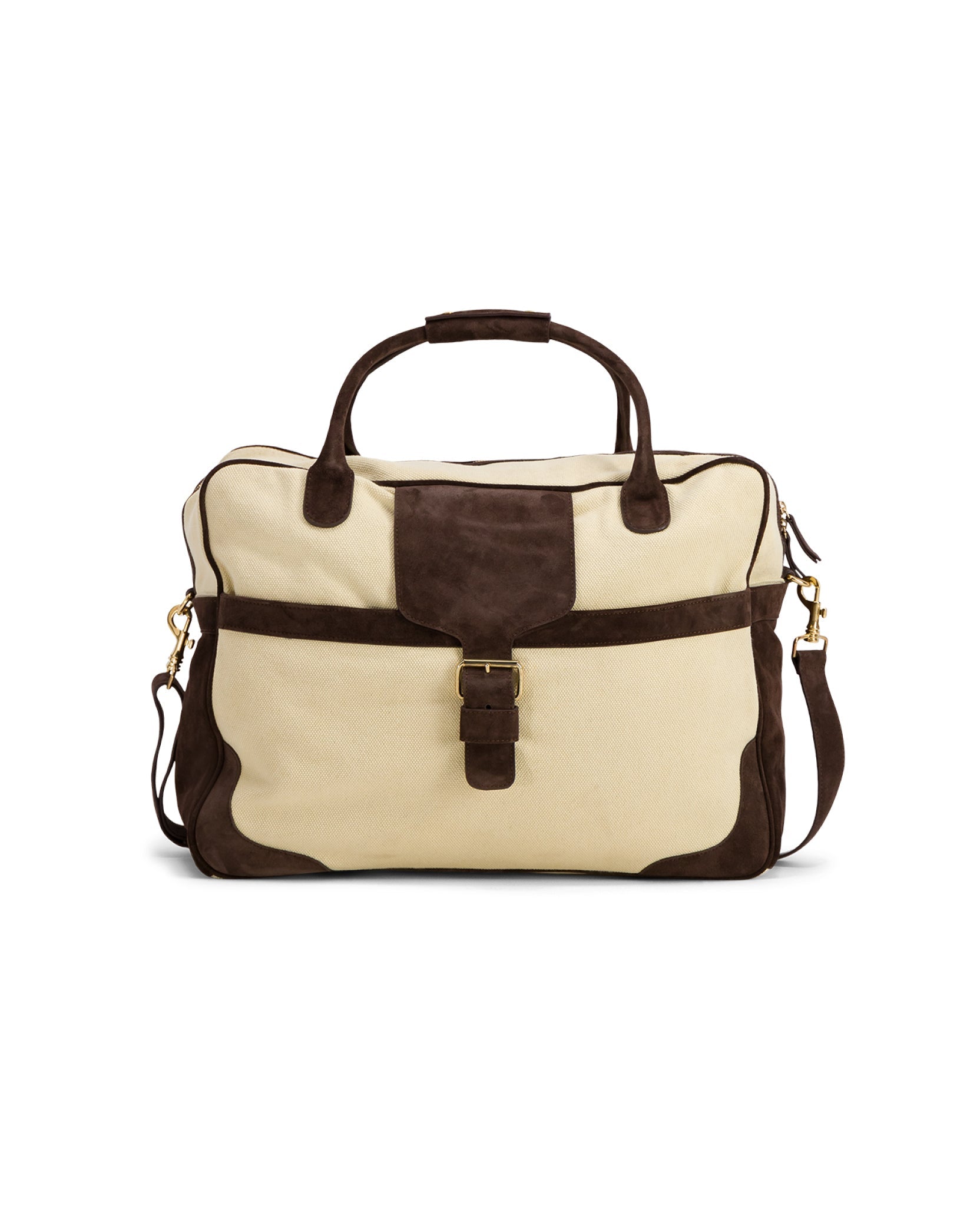 Sac de voyage Andrea en cuir - Ecru et Chocolat