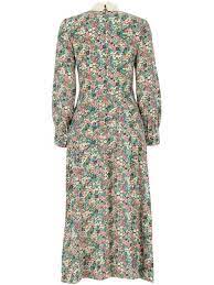 Robe à motif fleuri et col contrasté en soie - Multicolor