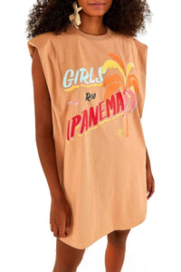 Robe courte Ipanema Rio façon t-shirt en coton - Beige