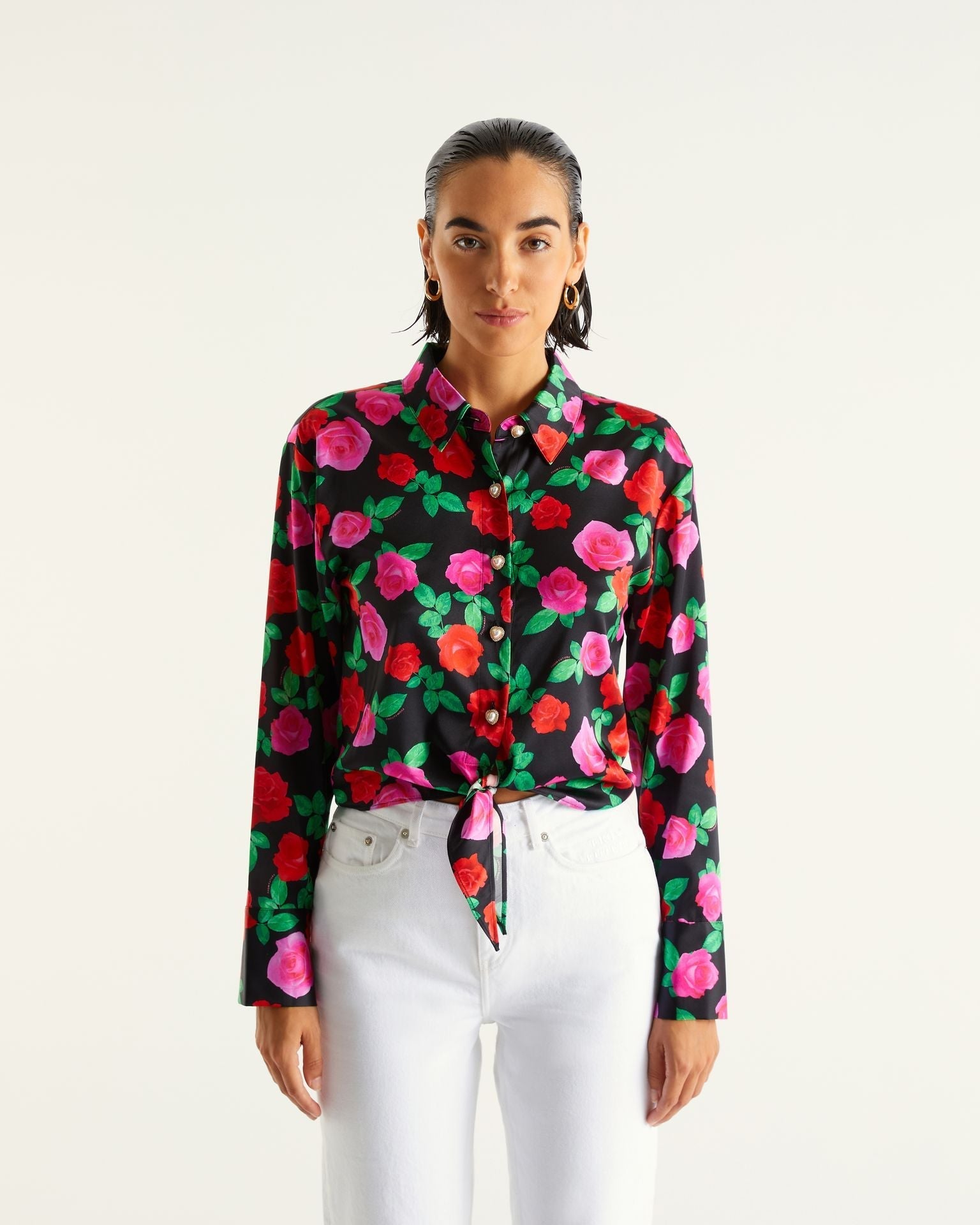 Chemise Emma en soie - Winter Roses