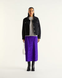 Jupe mi longue Vicky en soie - Purple Jacquard