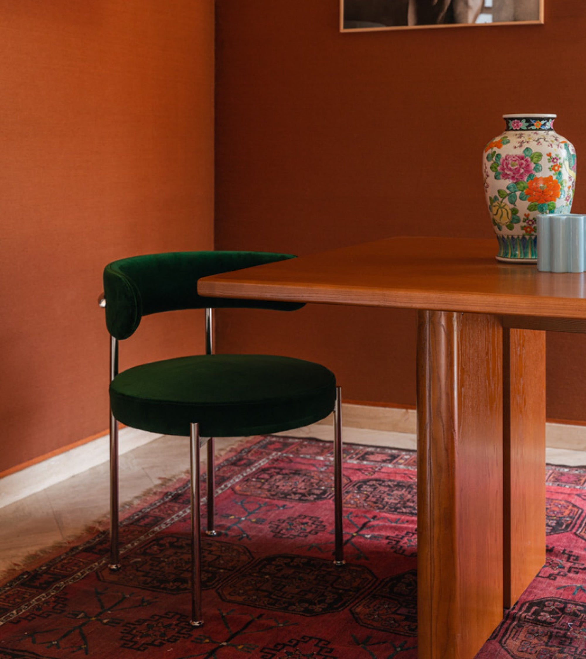 Chaise Libera structure en velours - Vert sapin