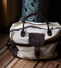 Sac de voyage Andrea en cuir - Ecru et Chocolat