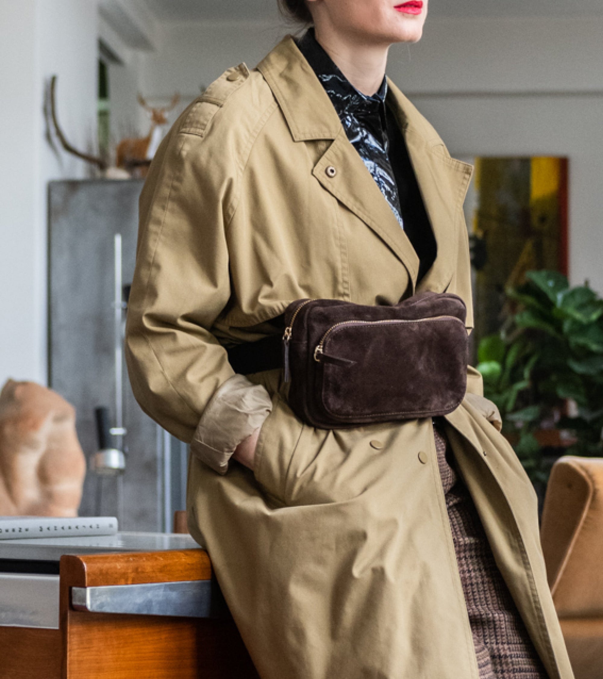 Sac ceinture Andrea en cuir - Chocolat
