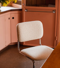 Chaise de bar Classica en laine bouclé - Blanc crème