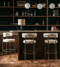 Chaise de bar Libera en velours côtelé - Marron