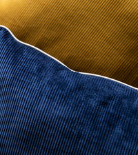 Coussin Carino en velours côtelé - Bleu marine et Beige