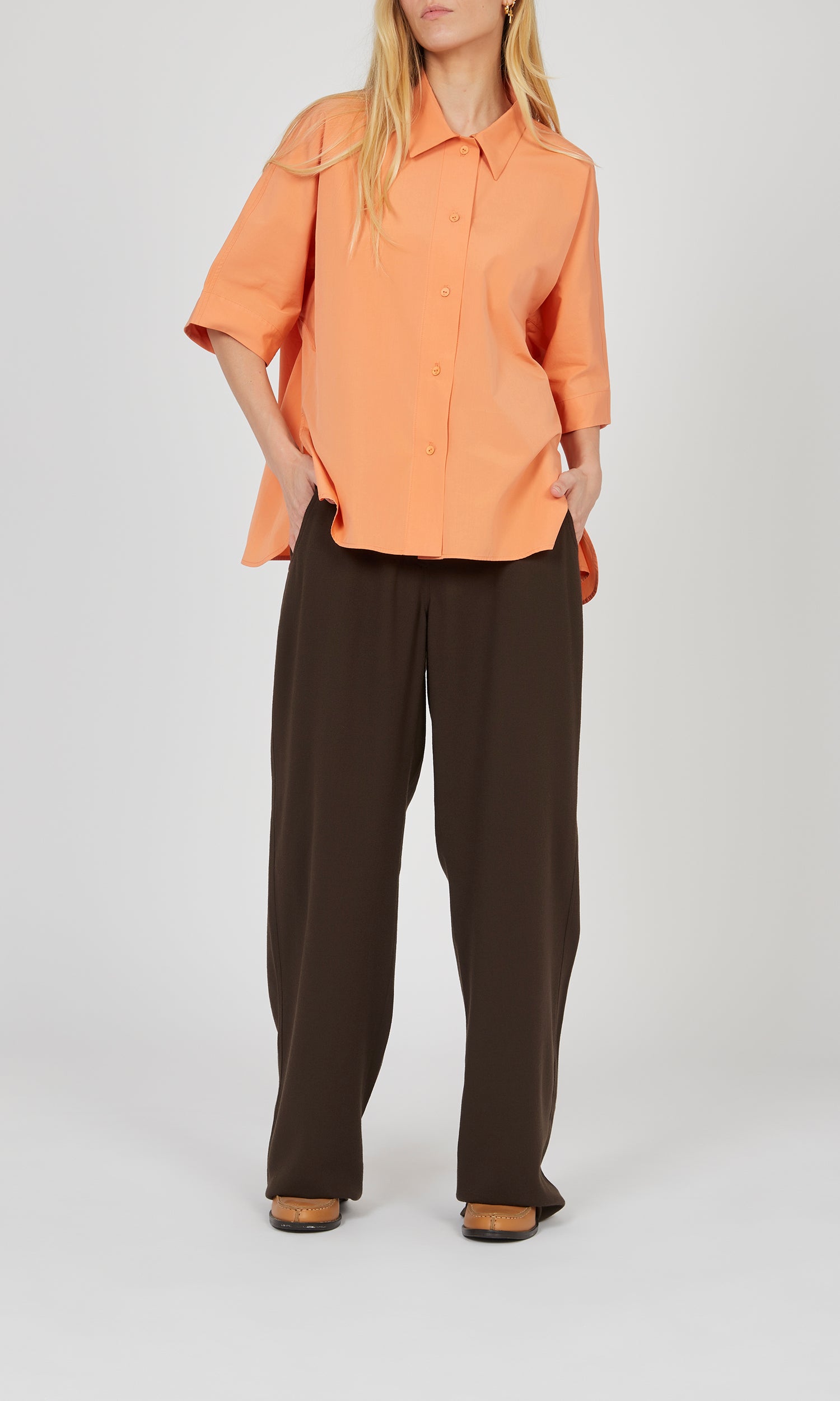 Chemise boxy à manches courtes - Cantaloup