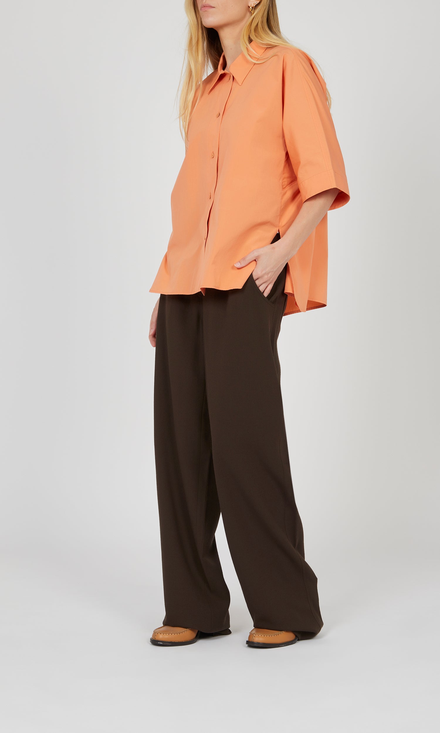 Chemise boxy à manches courtes - Cantaloup