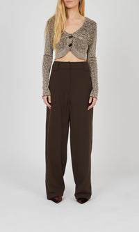Pantalon large en crêpe de laine - Choco