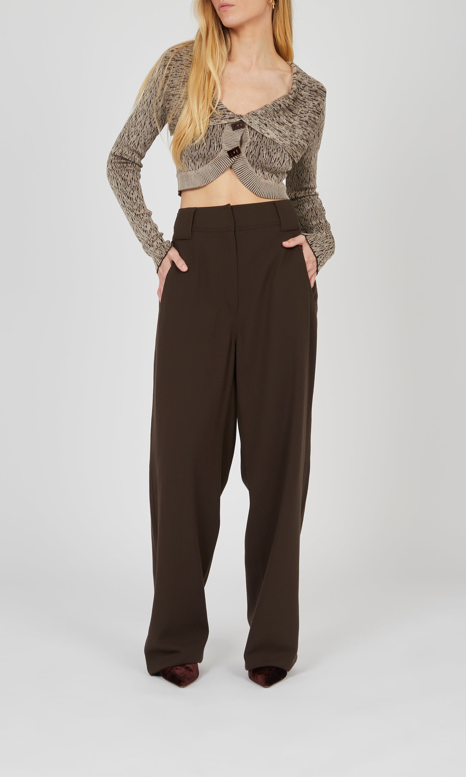 Cardigan en maille côtelée - Beige