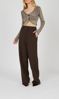 Pantalon large en crêpe de laine - Choco