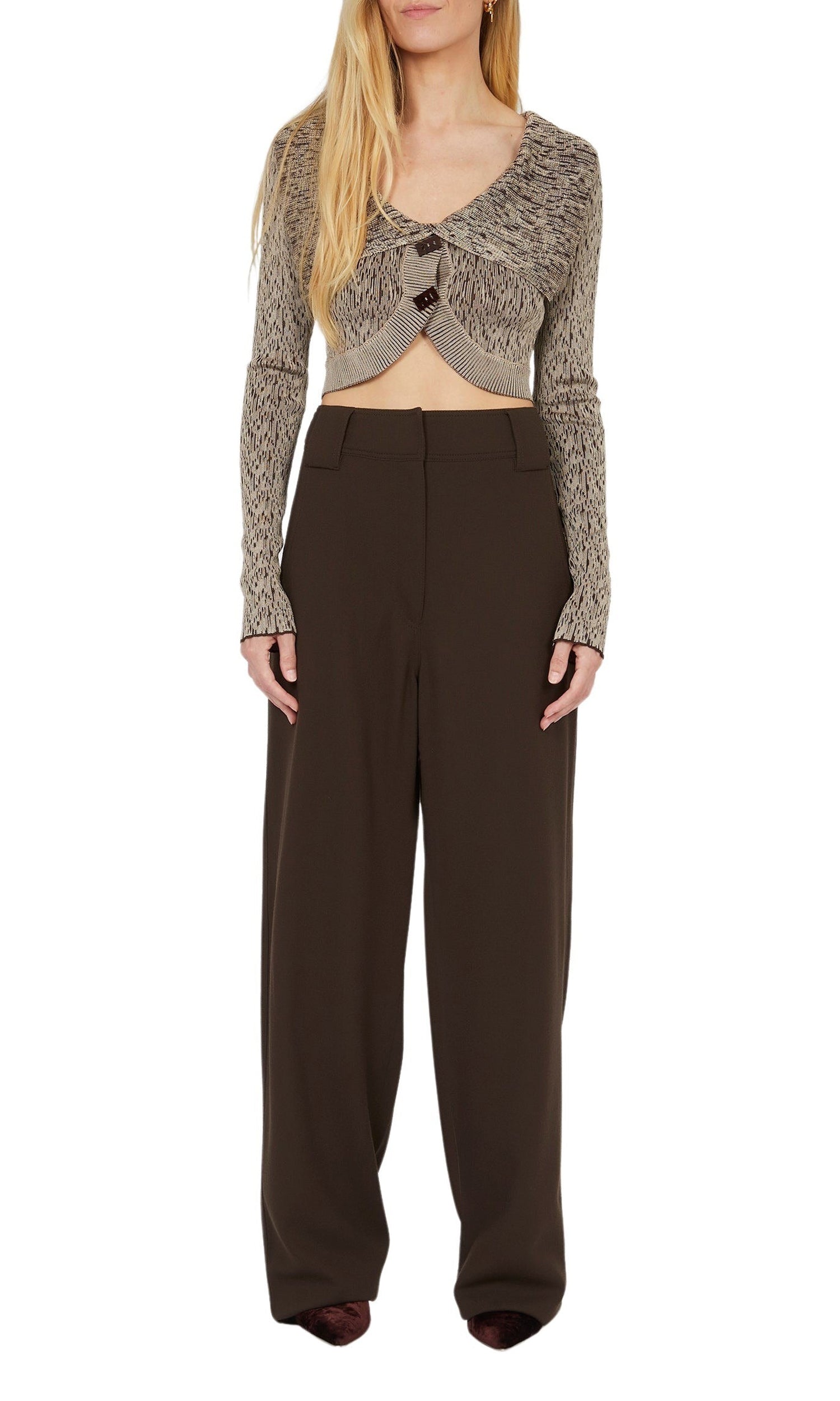Cardigan en maille côtelée - Beige