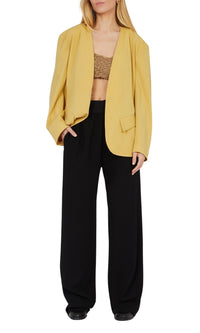 Pantalon en crêpe de laine à taille élastiquée - Noir