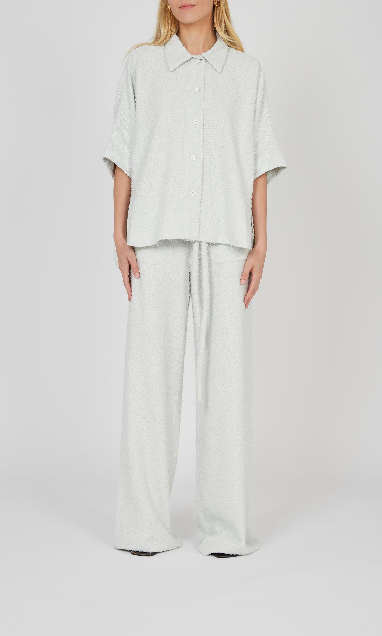 Pantalon large à ceinture corde - Chalk