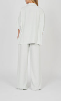 Pantalon large à ceinture corde - Chalk