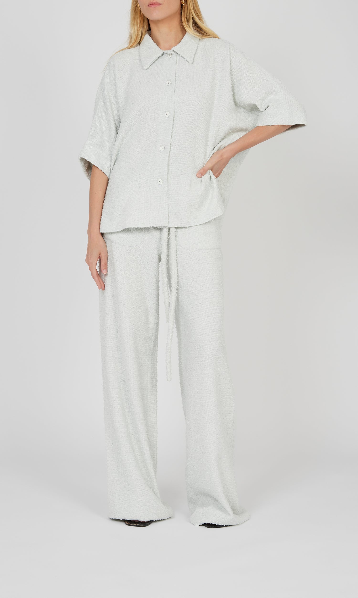 Chemise boxy à manches courtes - Chalk