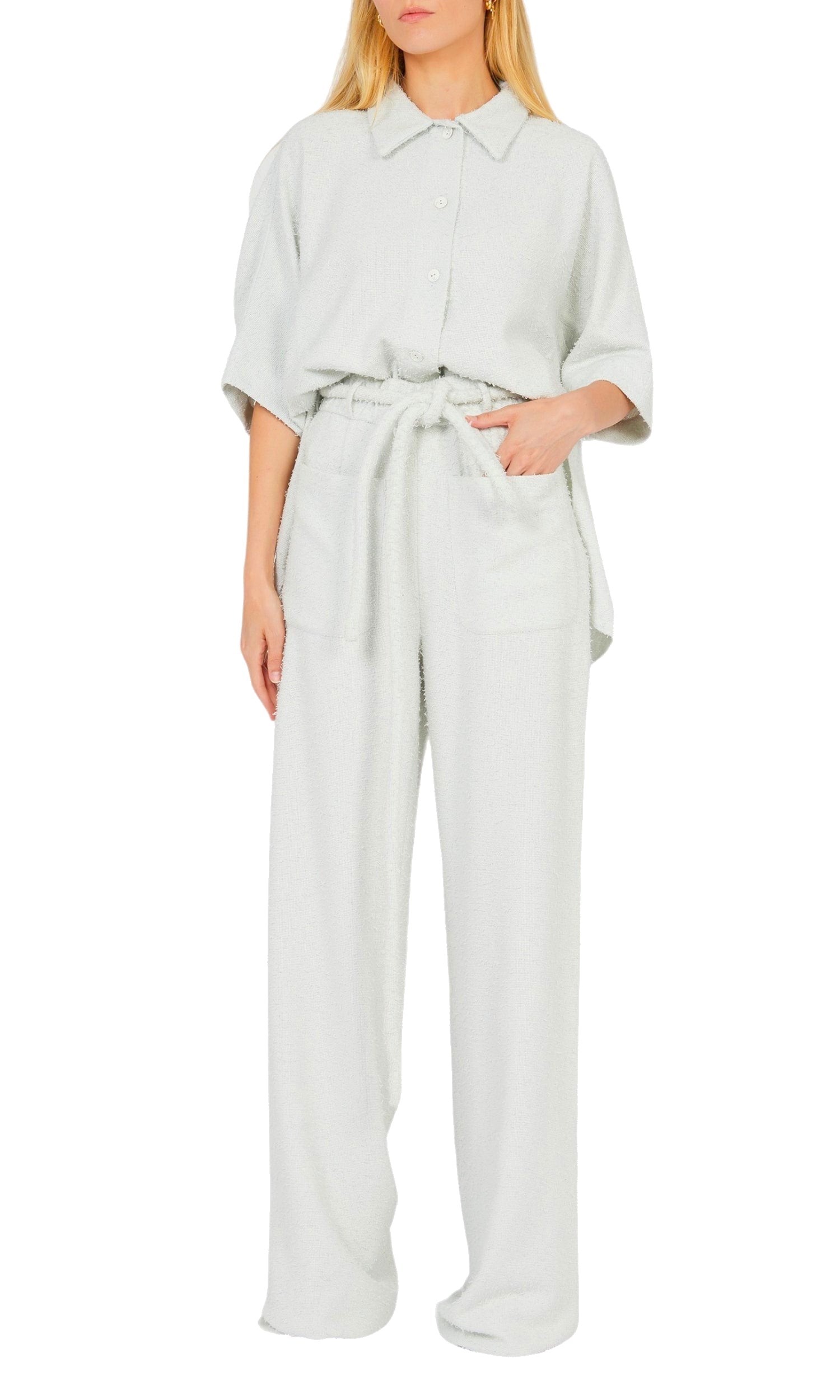 Pantalon large à ceinture corde - Chalk
