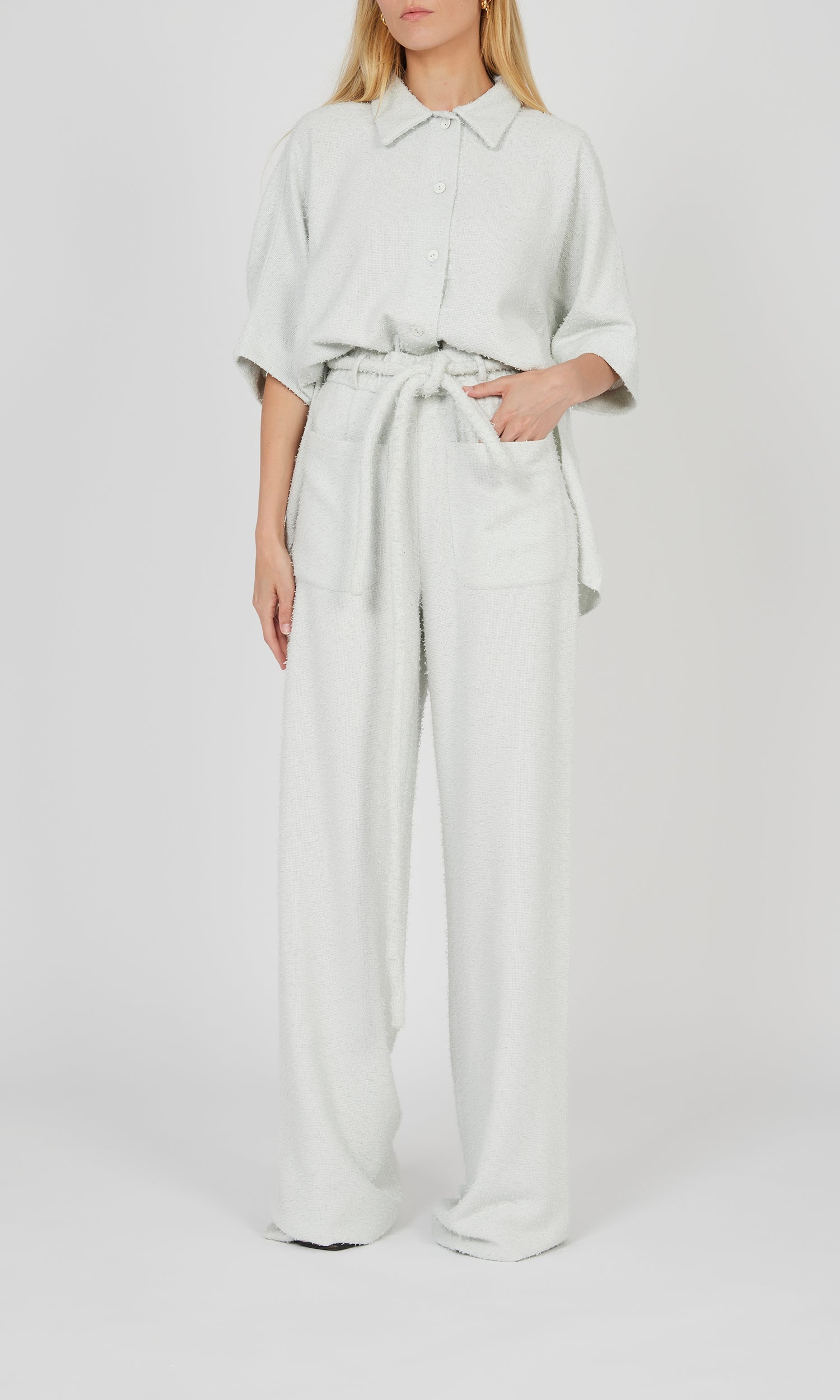 Chemise boxy à manches courtes - Chalk