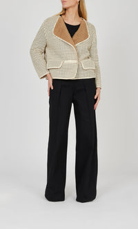 Pantalon large en crêpe de laine - Noir