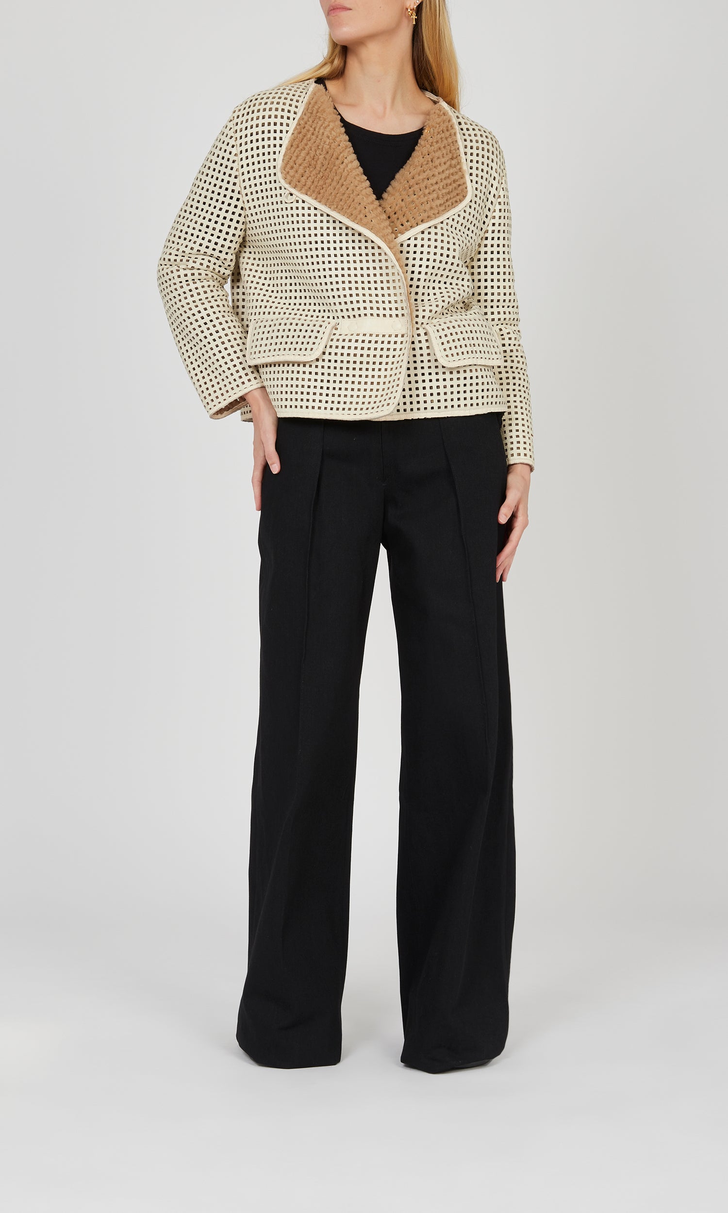 Pantalon large en crêpe de laine - Noir