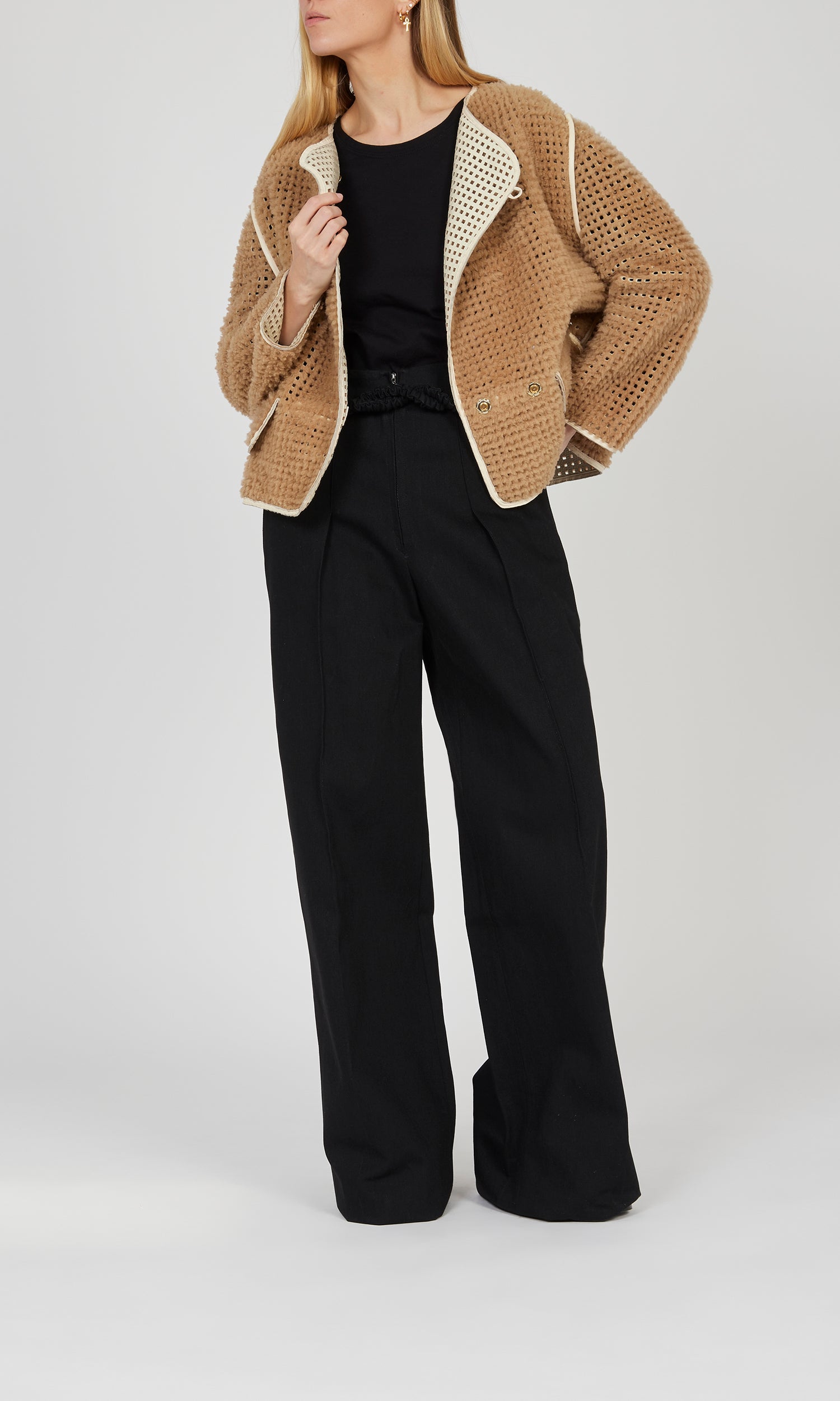 Veste perforée réversible - Beige