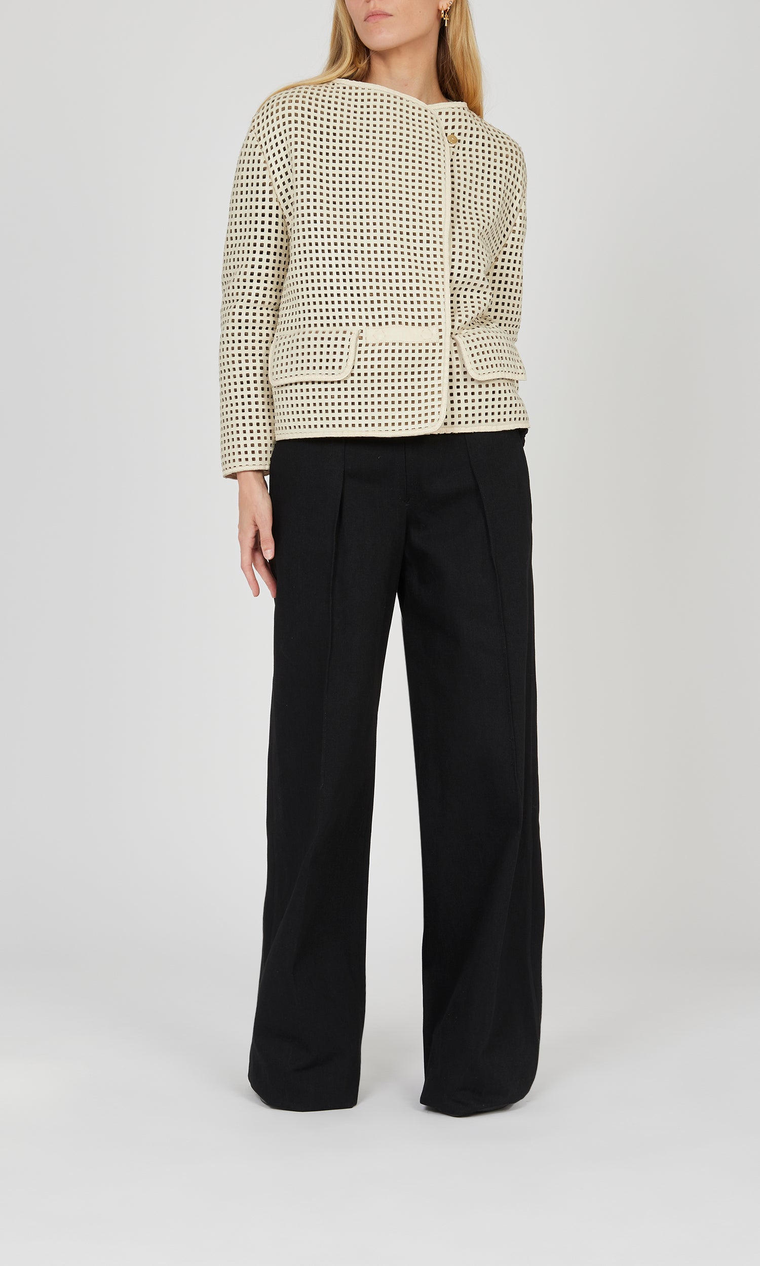 Pantalon large en crêpe de laine - Noir