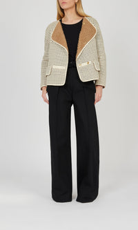Pantalon large en crêpe de laine - Noir