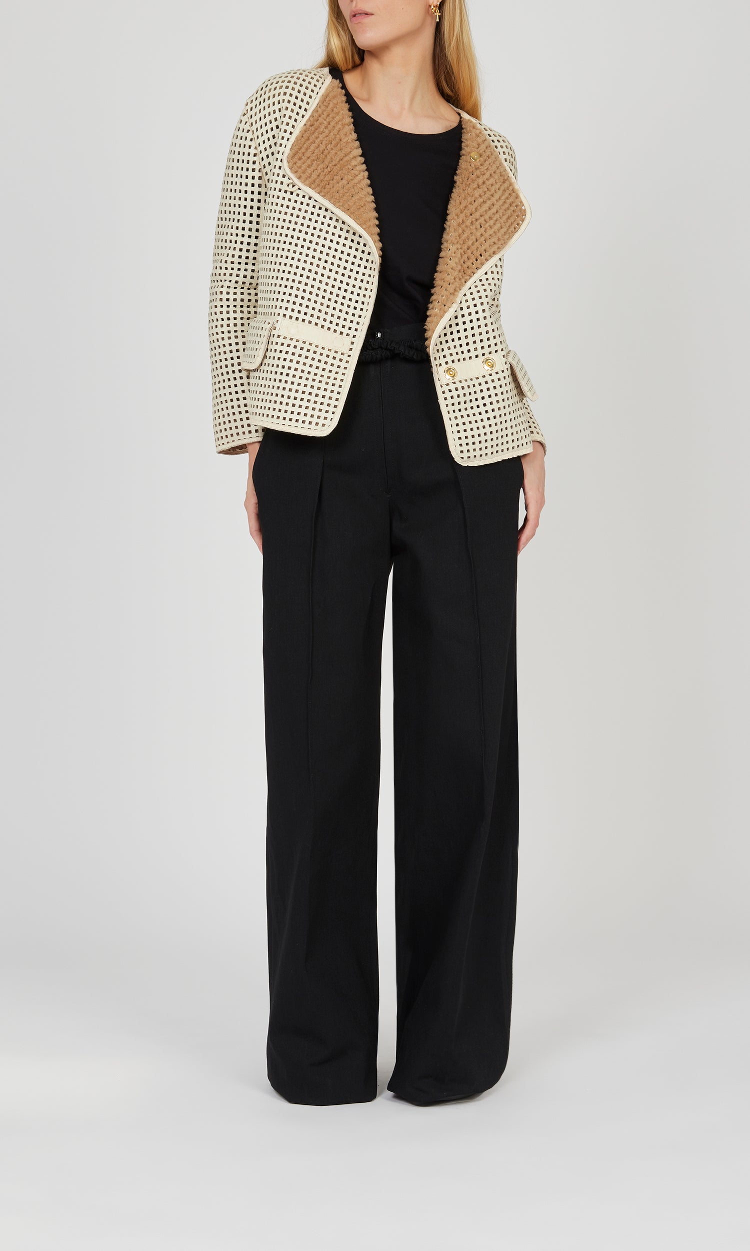 Veste perforée réversible - Beige