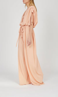 Pantalon ceinturé à jambes larges - Pink