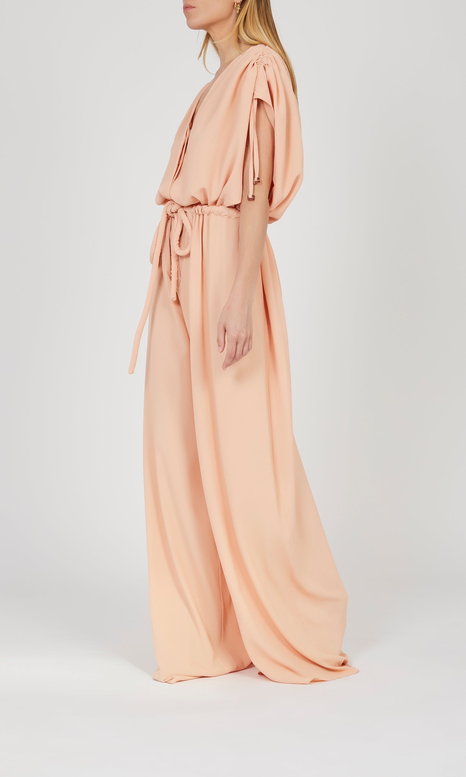 Pantalon ceinturé à jambes larges - Pink
