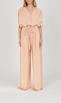 Pantalon ceinturé à jambes larges - Pink
