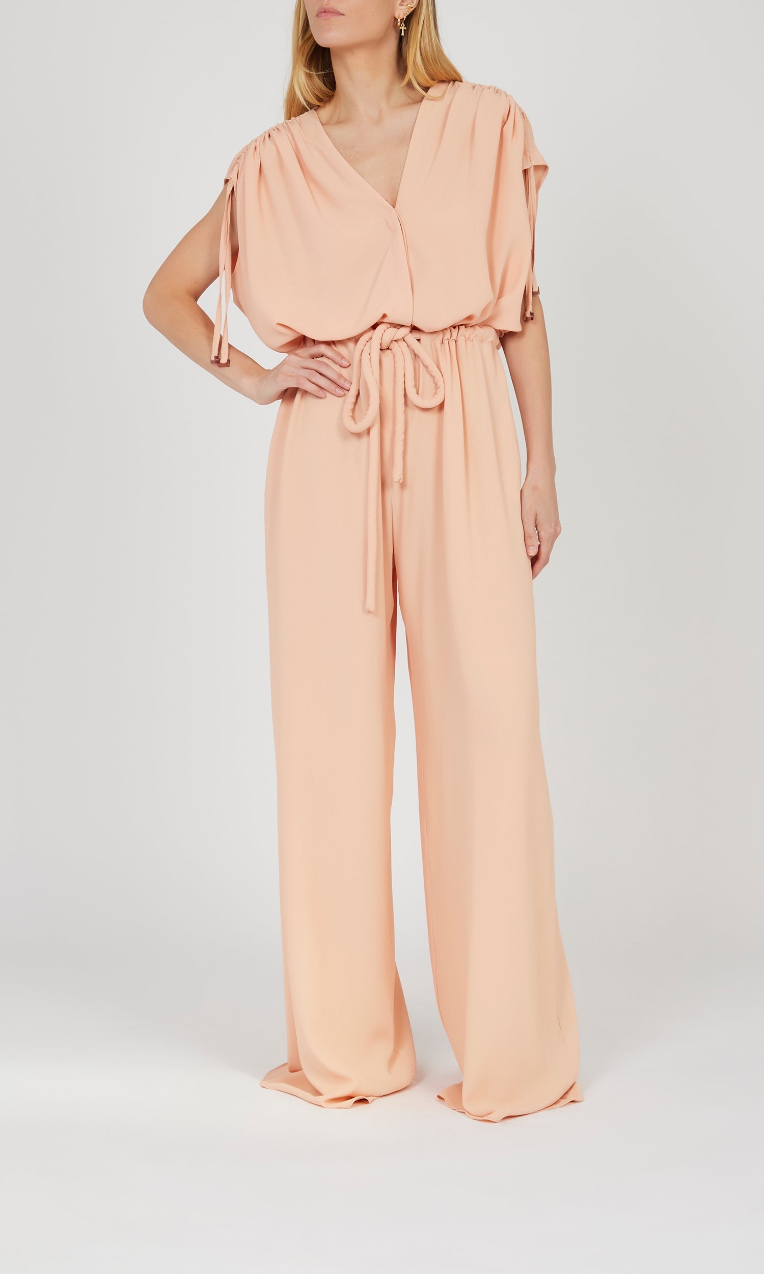Pantalon ceinturé à jambes larges - Pink