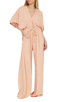 Pantalon ceinturé à jambes larges - Pink