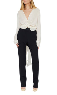 Pantalon large élastiqué en crêpe de laine - Midnight blue