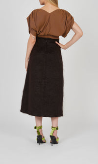 Jupe midi coupe A-line - Choco