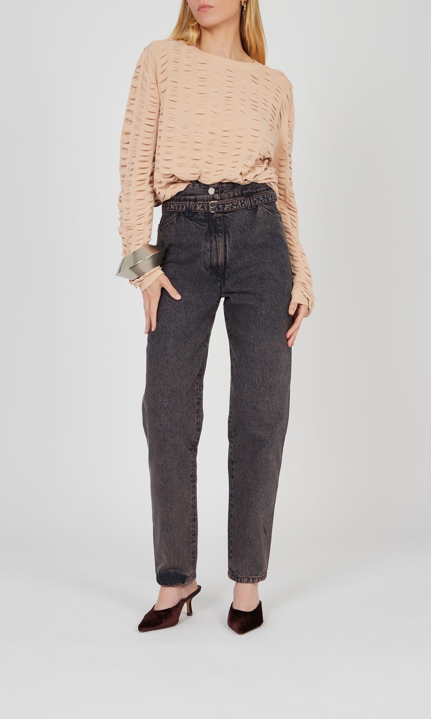 Pantalon carotte avec ceinture - Oak