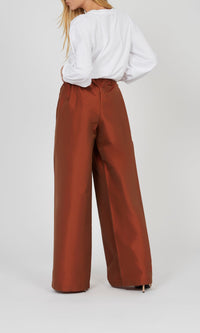 Pantalon ceinturé à jambes larges - Alezan