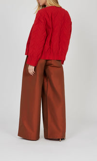 Pantalon ceinturé à jambes larges - Alezan