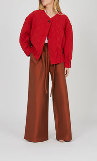 Pantalon ceinturé à jambes larges - Alezan
