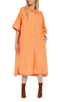 Robe chemise large à manches courtes - Cantaloup