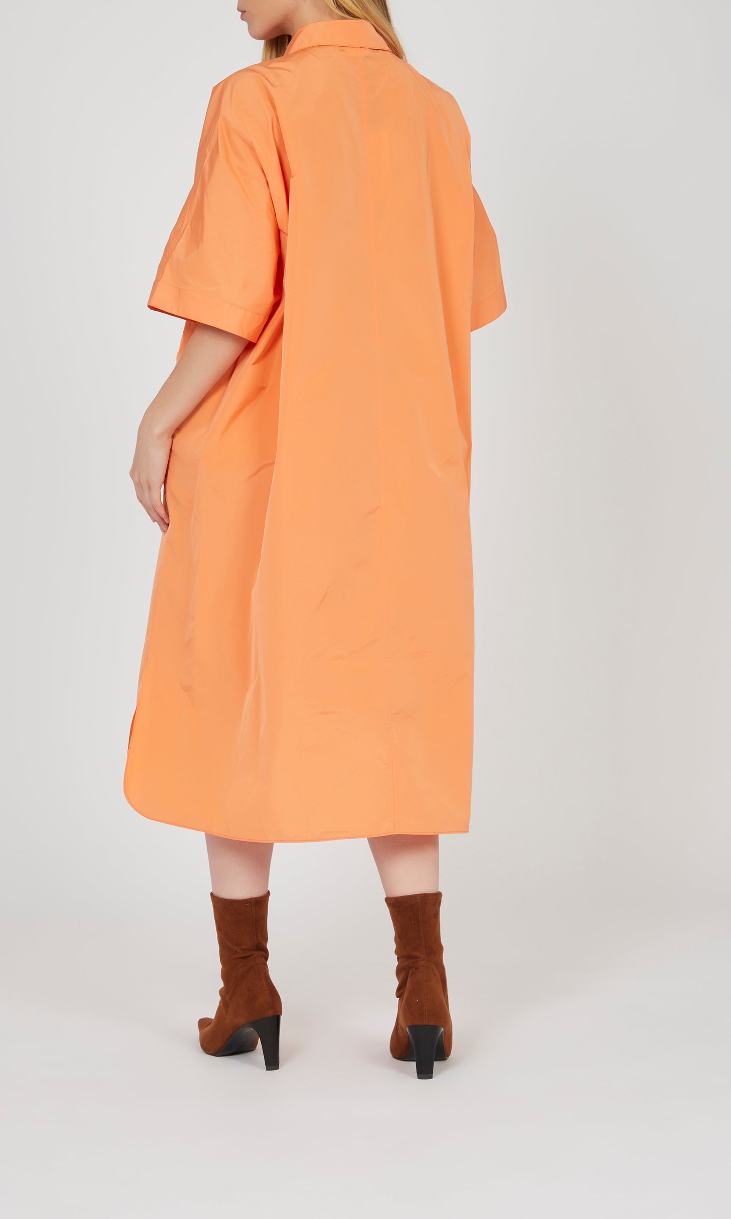Robe chemise large à manches courtes - Cantaloup