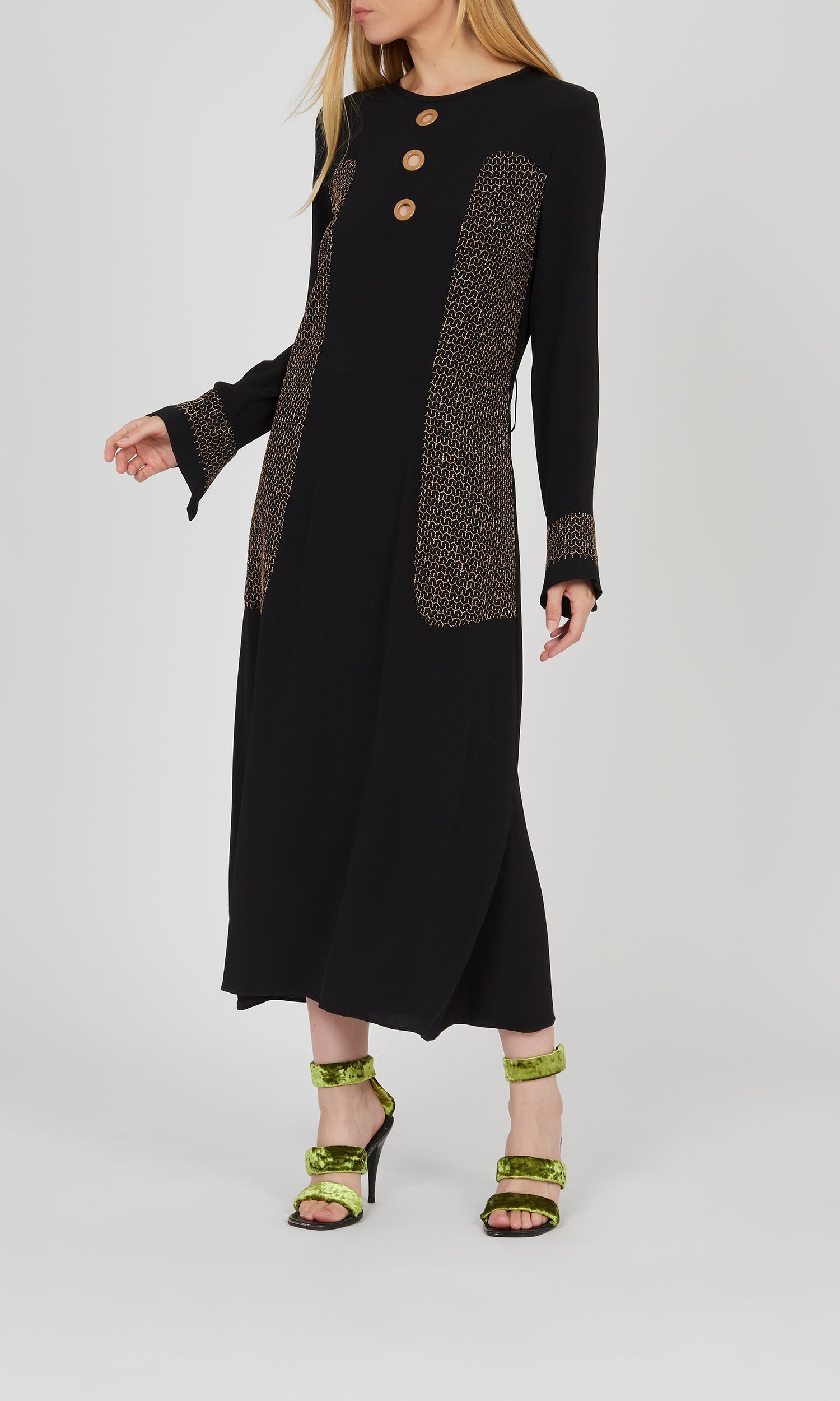 Robe bi-matière à manches longues - Noir