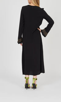 Robe bi-matière à manches longues - Noir
