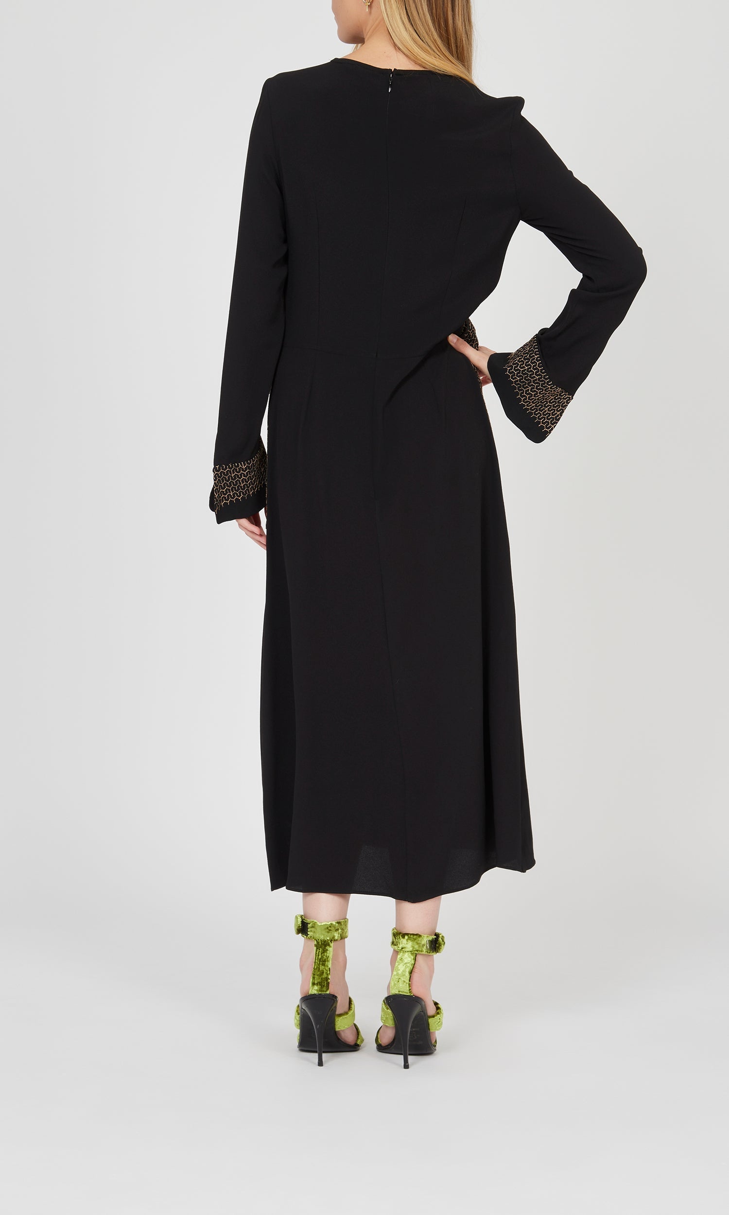 Robe bi-matière à manches longues - Noir