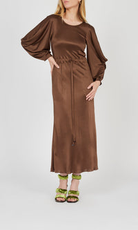 Robe longue à manches triangulaires - Sepia