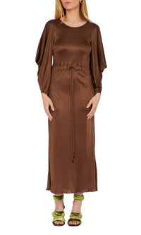 Robe longue à manches triangulaires - Sepia