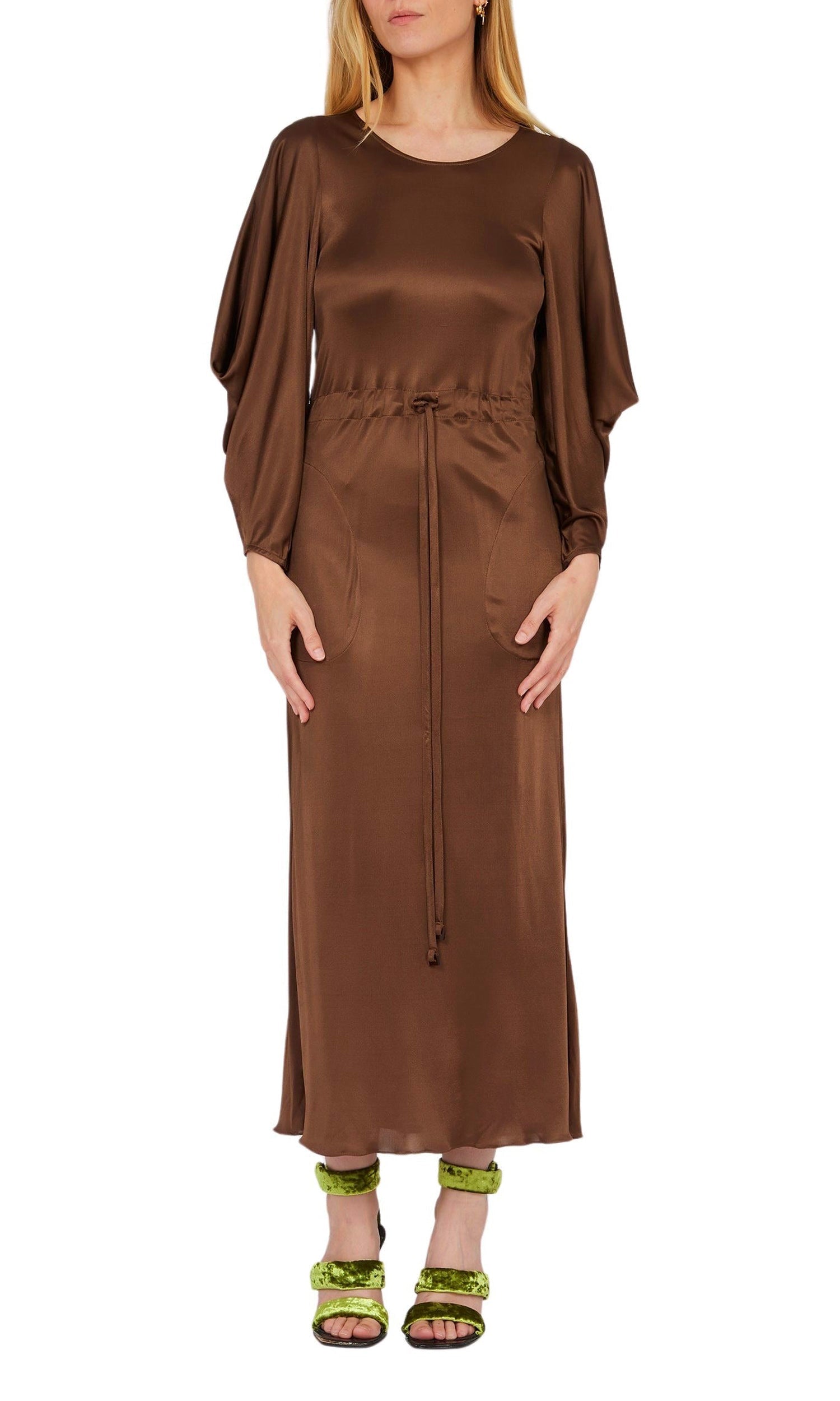Robe longue à manches triangulaires - Sepia