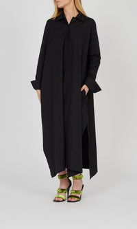 Robe maxi boutonnée en popeline - Noir
