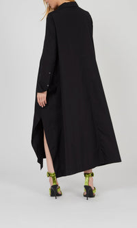 Robe maxi boutonnée en popeline - Noir
